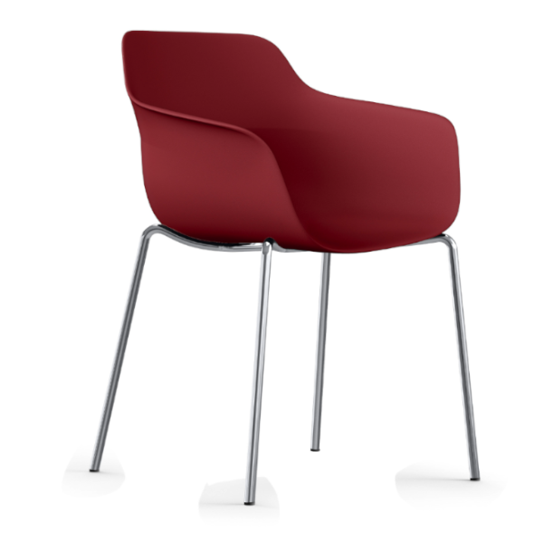 Brunner Crona light Sessel in cherry mit Gestell verchromt