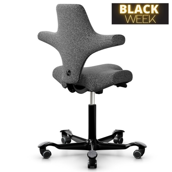 BLACK WEEK: HAG Capisco 8106 mit Designstoff Sisu black and white Ansicht von hinten