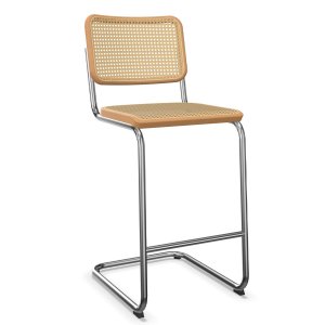 THONET Barhocker S 32 VH Rohrgeflecht-Sitz Buche natur gebeizt - Gestell verchromt THONET Barhocker S 32 VH Rohrgeflecht-Sitz Buche natur gebeizt - Gestell verchromt