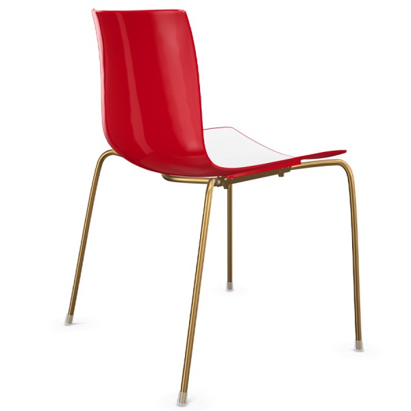 Arper CATIFA 46 0251 Vierfuß bicolor rot/weiß - Gestell aus Messing