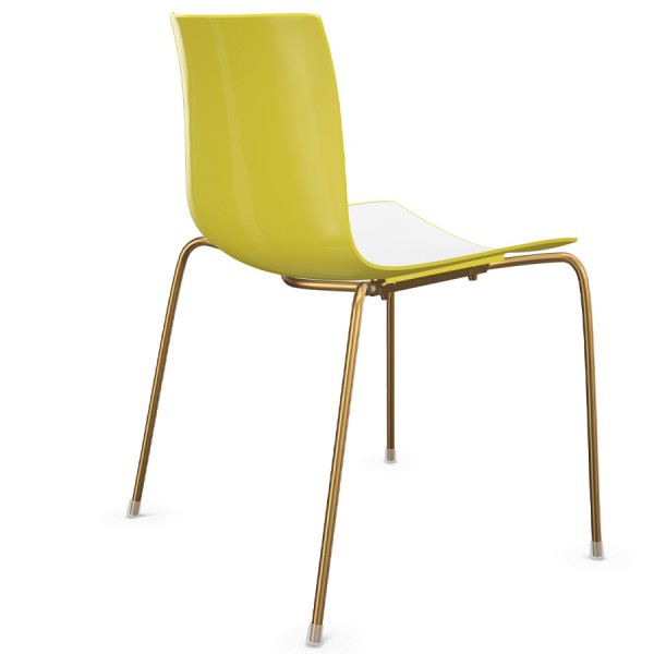 Arper CATIFA 46 0251 Vierfuß bicolor gelb/weiß - Gestell aus Messing