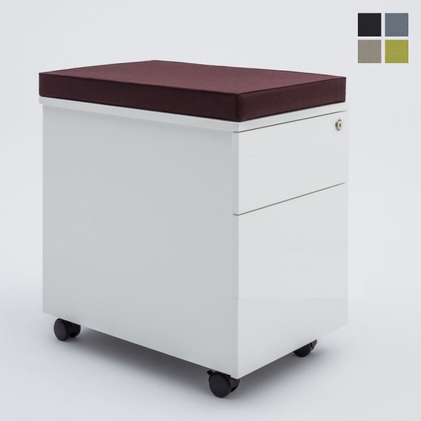 mdd Rollcontainer grifflos mit Hängeregistratur und Sitzkissen