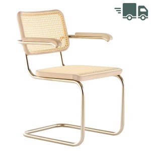 JS. THONET S 64 V NORDIC 04 | Eiche weiß pigmentiert | Stahlrohr-Freischwinger mit Armlehnen JS. THONET S 64 V NORDIC 04 | Eiche weiß pigmentiert | Stahlrohr-Freischwinger mit Armlehnen