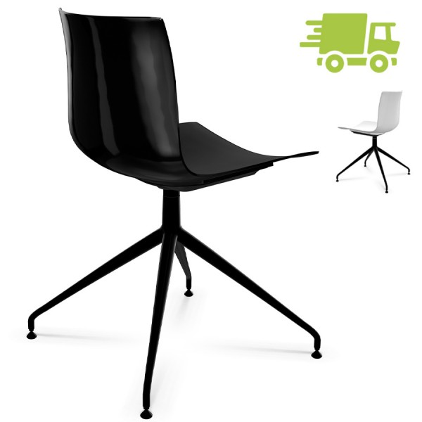 Arper CATIFA 46 0368 einfarbig weiß - Gestell Alu schwarz - hinten