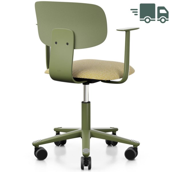 HAG Tion 2140 Bürostuhl mit Armlehnen Moss Grey - Sitz Stoff Sisu 405 - Rückenschale Kunststoff