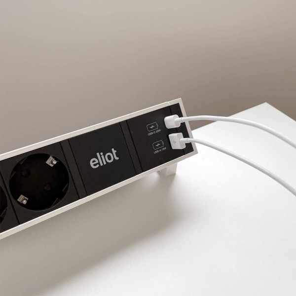 Auf-Tisch-Steckdose #desk - weiß - USB-Anschlüsse