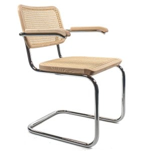 THONET Stahlrohr-Freischwinger S 64 V Esche Pure Materials mit Rohrgeflecht-Sitz u. Armlehnen THONET Stahlrohr-Freischwinger S 64 V Esche Pure Materials mit Rohrgeflecht-Sitz u. Armlehnen