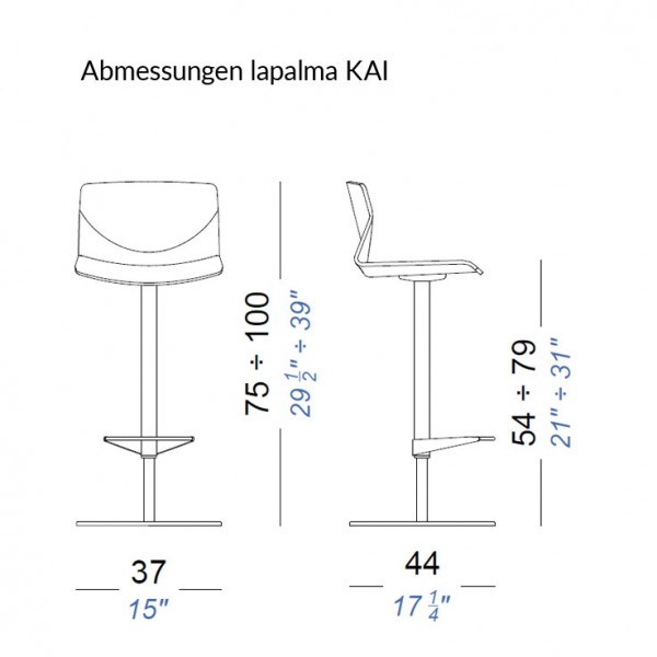lapalma KAI Barhocker Sitzschale Holz oder Leder