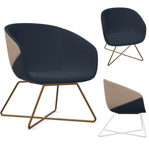 Bejot Oxco OX 424 Loungesessel Stoff Sawana beige-dunkelblau