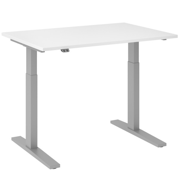RWH Action Schreibtisch elektrisch verstellbar - weiß-silber - Breite 120 cm