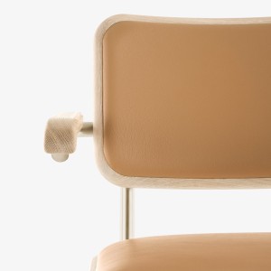 Vorschau: JS. THONET S 64 P NORDIC 01 | Eiche weiß pigmentiert | Leder Karamell | Nahaufnahme frontal  Vorschau: JS. THONET S 64 P NORDIC 01 | Eiche weiß pigmentiert | Leder Karamell | Nahaufnahme frontal