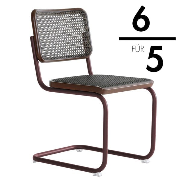 THONET S 32 V Dark Melange rotbraun | Stahlrohr-Freischwinger | Gestell rotbraun