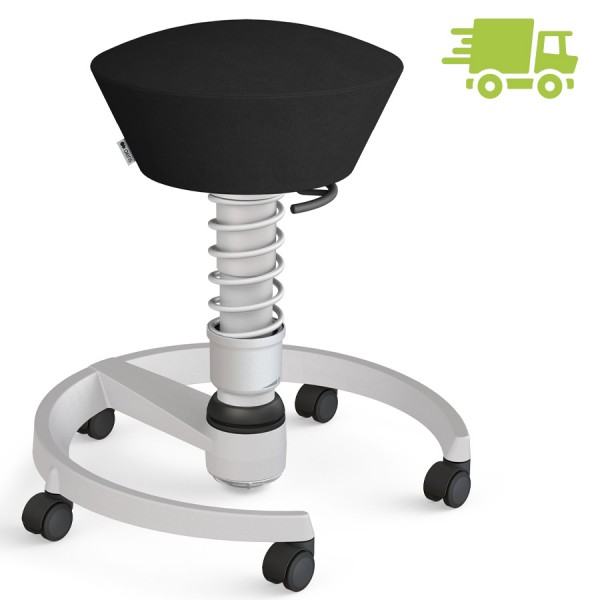 Aeris Swopper Mikrofaser Comfort schwarz mit Rollen - Gestell hellgrau - Standardfeder