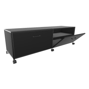 Bosse TV-Board Black Edition Höhe 1 OH Breite 160 cm in Melamin Schwarz mit 2 Klappe offen Bosse TV-Board Black Edition Höhe 1 OH Breite 160 cm in Melamin Schwarz mit 2 Klappe offen