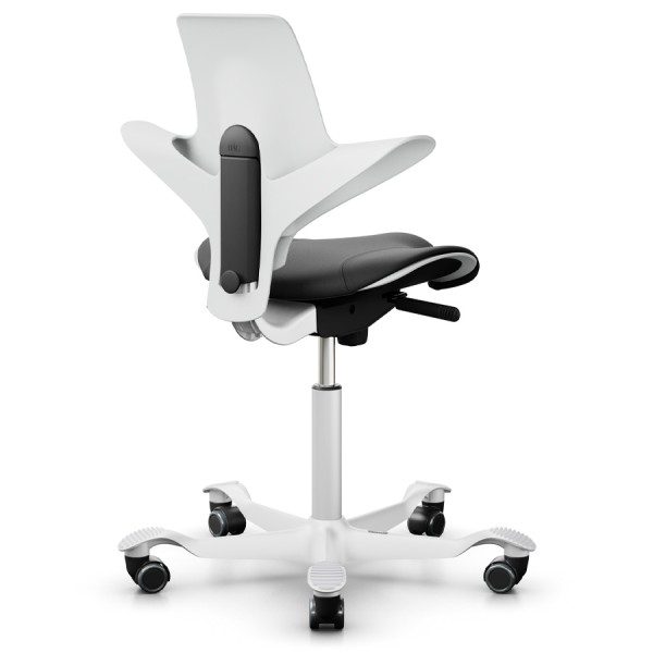 HAG CAPISCO PULS 8020 Sitzfläche Leder schwarz - Sitzschale u. Gestell weiß