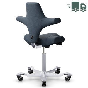HAG CAPISCO 8106 Stoff Cura blau mit Sattelsitz - Gestell silber HAG CAPISCO 8106 Stoff Cura blau mit Sattelsitz - Gestell silber