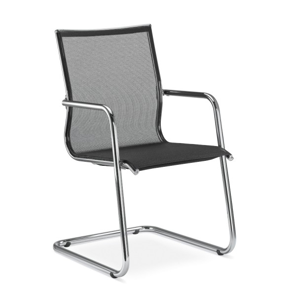 LD Seating Puto Freischwinger Netzbezug schwarz ohne Armauflagen