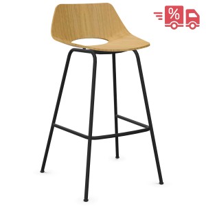 THONET S 661 H Stahlrohrhocker Edelholz Eiche klar lackiert - Gestell schwarz matt THONET S 661 H Stahlrohrhocker Edelholz Eiche klar lackiert - Gestell schwarz matt