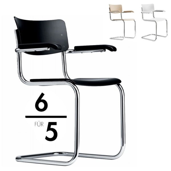 THONET S 43 F mit Armlehnen | Konfigurator | Stahlrohr-Freischwinger | Gest günstig online kaufen