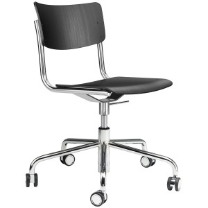THONET Drehsessel S 43 DR schwarz - Gestell und Rollen verchromt THONET Drehsessel S 43 DR schwarz - Gestell und Rollen verchromt