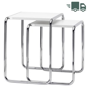 THONET Beistelltische SET B9 a+b weiß - Gestell chrom THONET Beistelltische SET B9 a+b weiß - Gestell chrom