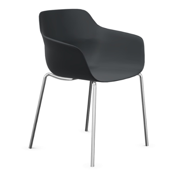 Brunner Crona light Sessel in lava mit Gestell verchromt