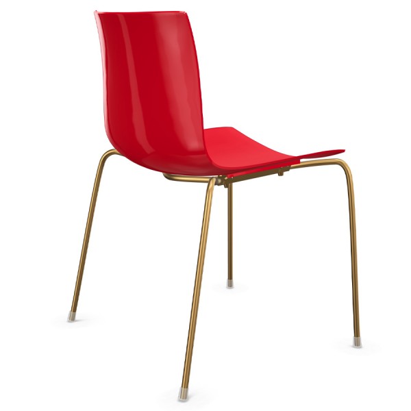 Arper Catifa 46 0251 einfarbig rot - Gestell aus Messing - Rückansicht