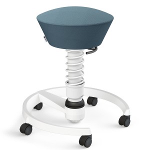 Aeris Swopper Select Wolle graublau - Rollen - Gestell weiß - Standardfeder Aeris Swopper Select Wolle graublau - Rollen - Gestell weiß - Standardfeder