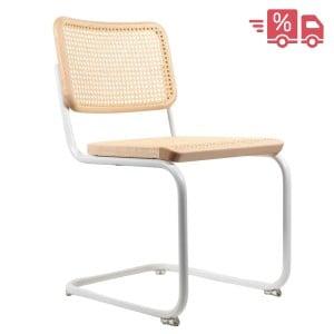 THONET Stahlrohr-Freischwinger S 32 V Rohrgeflecht-Sitz Esche Pure Materials - Gestell weiß THONET Stahlrohr-Freischwinger S 32 V Rohrgeflecht-Sitz Esche Pure Materials - Gestell weiß