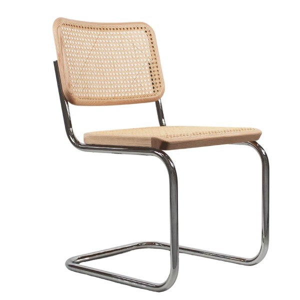 THONET Stahlrohr-Freischwinger S 32 V Rohrgeflecht-Sitz Esche Pure Materials - Gestell verchromt