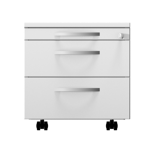 Palmberg Rollcontainer weiß mit Bogengriff chrom Front