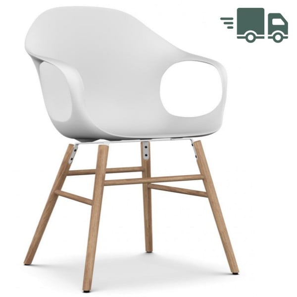 Kristalia ELEPHANT Stuhl mit Holzgestell Eiche Sitzschale weiß - schnell geliefert