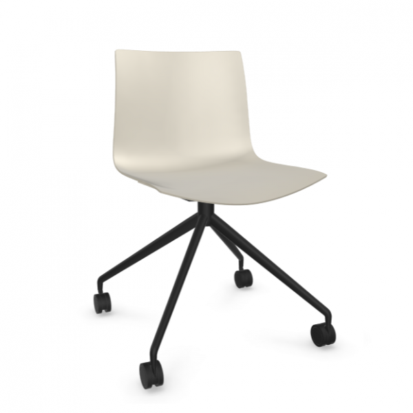 Arper Catifa 46 0369 einfarbig elfenbein Gestell schwarz mit Rollen