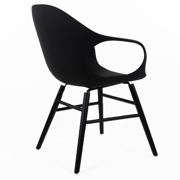 Kristalia ELEPHANT Stuhl mit Holzgestell schwarz Sitzschale schwarz Kristalia ELEPHANT Stuhl mit Holzgestell Eiche schwarz Sitzschale schwarz - Ansicht schräg hinten