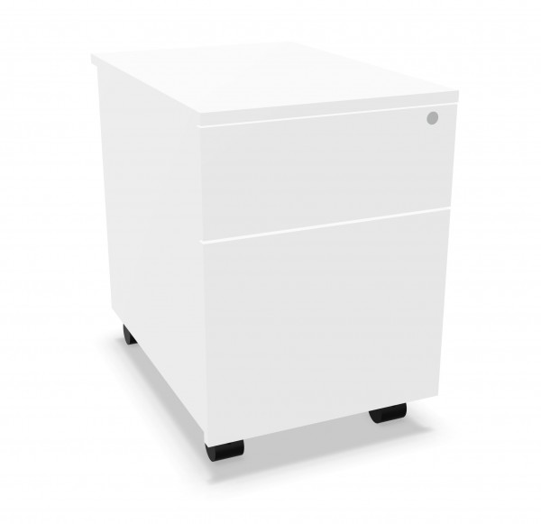mdd Rollcontainer grifflos mit Hängeregistratur - weiß
