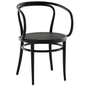 THONET 209 Bugholzarmlehnenstuhl Dark Melange | Rohrgeflecht-Sitz | Buche schwarz gebeizt THONET 209 Bugholzarmlehnenstuhl Dark Melange | Rohrgeflecht-Sitz | Buche schwarz gebeizt