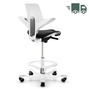 HAG Capisco Puls Stehhilfe 8020 mit Fußring weiß Stoff Nexus schwarz HAG Capisco Puls Stehhilfe 8020 mit Fußring weiß Stoff Nexus schwarz