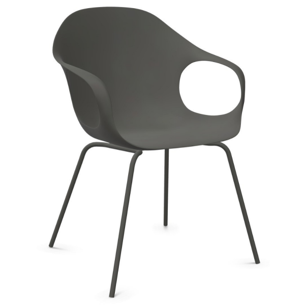 Kristalia ELEPHANT Stuhl mit Vierfußgestell Farbe grau - Frontansicht