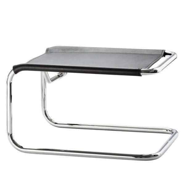 THONET Stahlrohr Fußhocker S 35 LH | Leder schwarz | Gestell verchromt günstig online kaufen