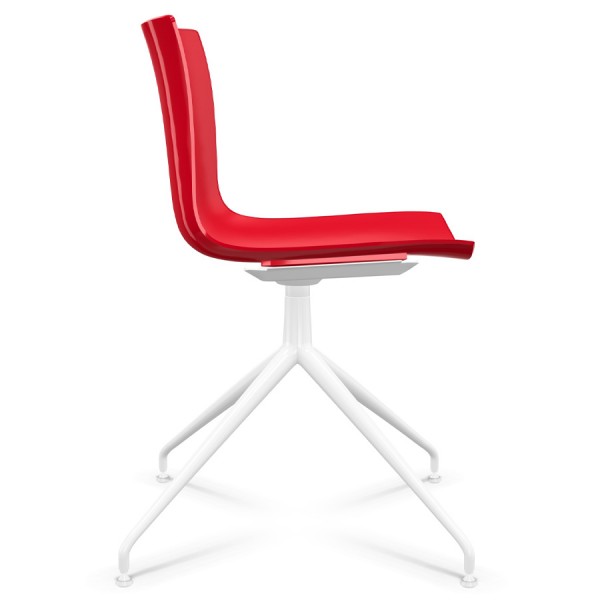 Arper CATIFA 46 0368 einfarbig rot - Gestell Alu weiß - seitlich