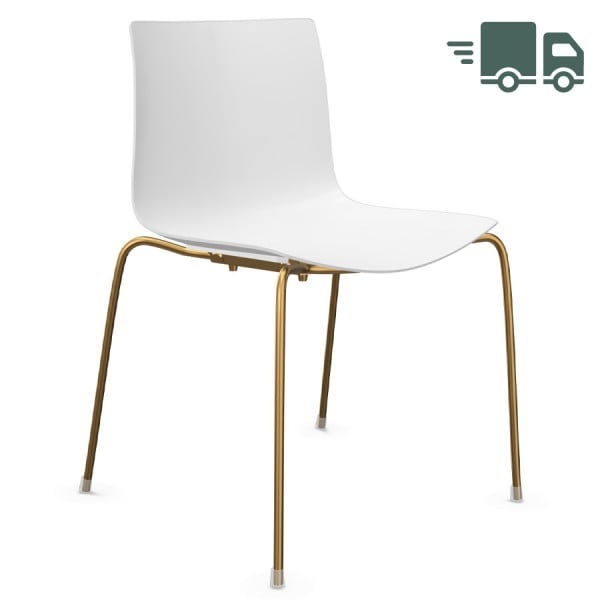 Arper Catifa 46 0251 einfarbig weiß - Gestell aus Messing