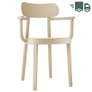 THONET 118 F Holzstuhl mit Armlehnen u. Rohrgeflecht-Sitz Buche gebeizt aufgehellt THONET 118 F Holzstuhl mit Armlehnen u. Rohrgeflecht-Sitz Buche gebeizt aufgehellt