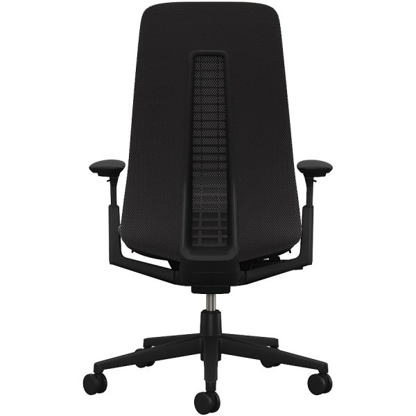 HAWORTH Fern Bürodrehstuhl schwarz mit Netzrücken - Rückansicht