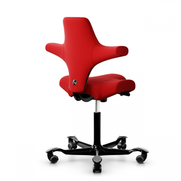 HAG Capisco 8106 Bürostuhl mit Stoff Xtreme rot und Gestell Alu schwarz
