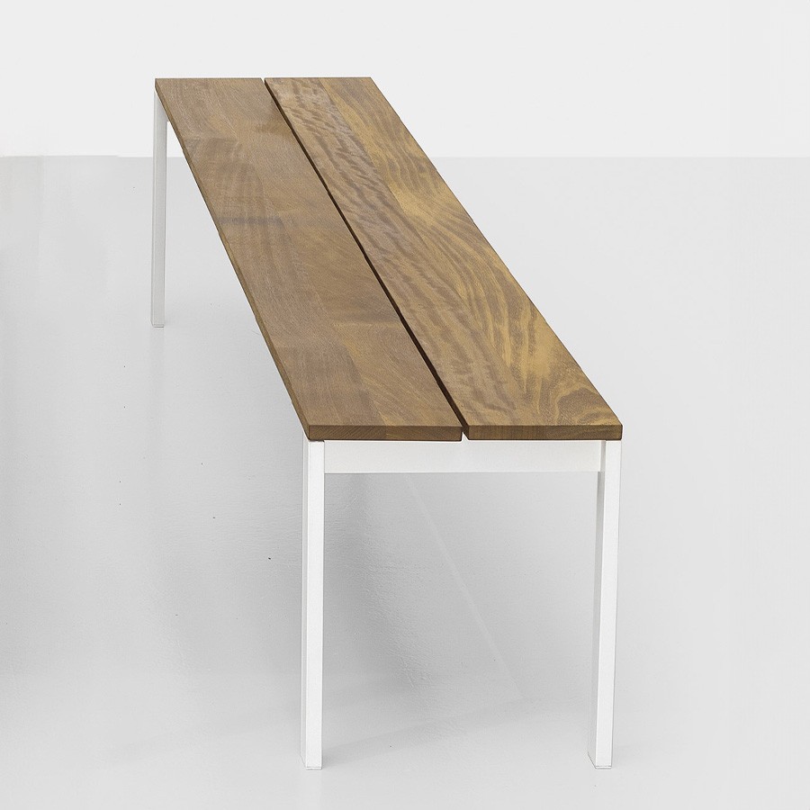 Kristalia be-Easy Gartenbank Sitzbank Slatted mit Teakholz Platte Konfi... KR-EASY-HOLZ-BANK-KONFI