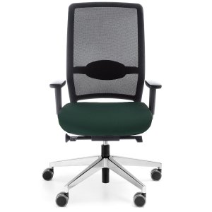 Vorschau: Profim Veris Net Netzrücken schwarz - Sitzbezug Next NX-11 grün - Alufußkreuz poliert - Front Vorschau: Profim Veris Net Netzrücken schwarz - Sitzbezug Next NX-11 grün - Alufußkreuz poliert - Front