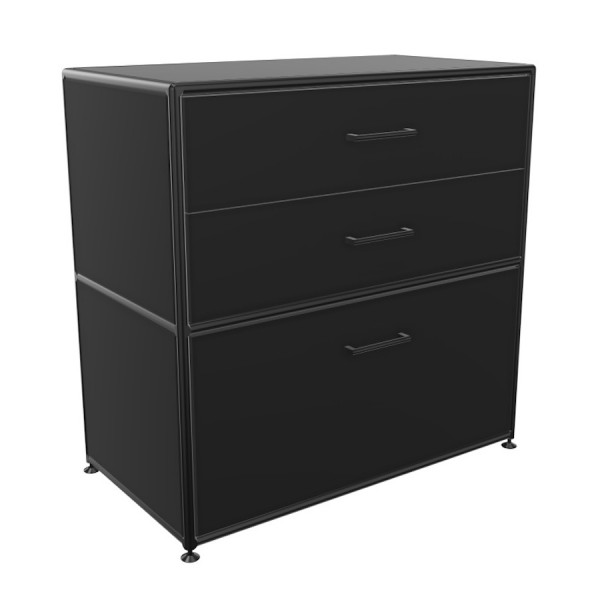 Bosse Regal Black Edition Höhe 2 OH Breite 80 cm in Melamin Schwarz mit Schüben