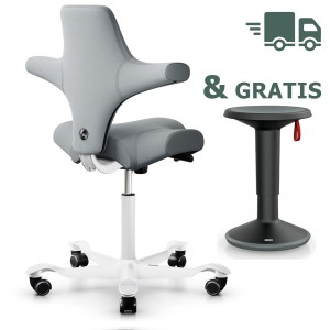 HAG Capisco 8106 hellgrau 094 mit Interstuhl UP Hocker schwarz HAG Capisco 8106 hellgrau 094 mit Interstuhl UP Hocker schwarz
