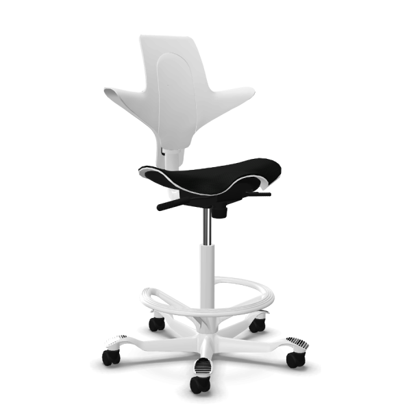 HAG Capisco Puls Stehhilfe 8020 mit Fußring weiß Stoff Nexus schwarz