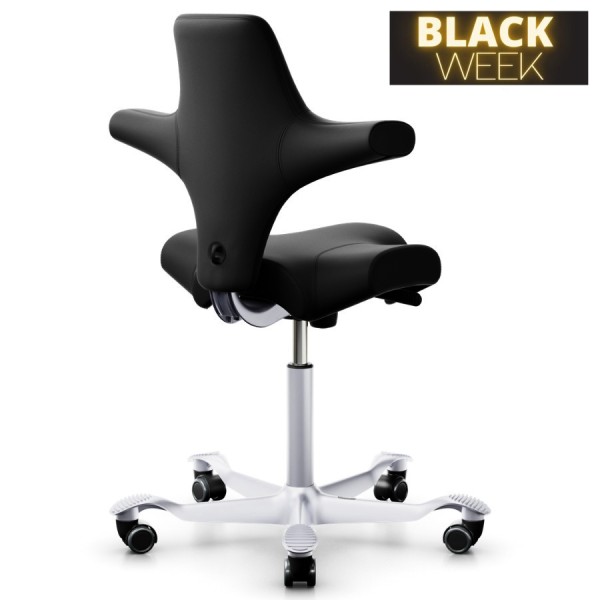 BLACK WEEK: HAG Capisco 8106 Leder schwarz mit Gestell silbergrau